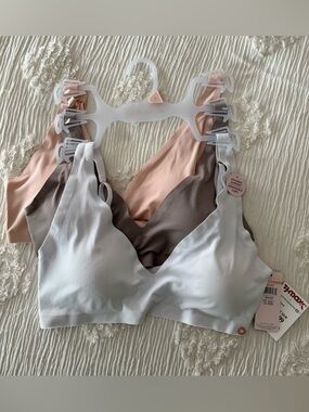 [NWT] Danskin Ribbed Seamless Bralette Trio in Blue-Gray, Taupe, Blush (L)